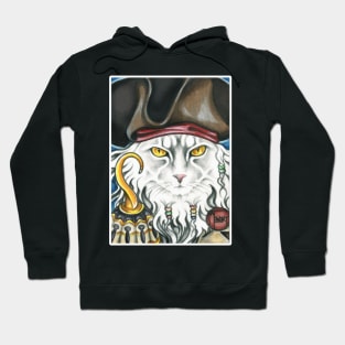 Pirate Cat with Hook - White Outlined Version Hoodie